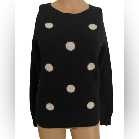 Halogen Nordstrom Women’s Cashmere Black White Polka Dot Women’s Sweater Size S - Picture 5 of 12